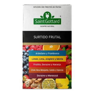 SURTIDO FRUTAL X 5 VARIEDADES 20 SAQUITOS X 2G SAINT GOTTARD