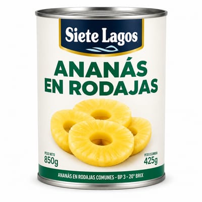ANANA EN RODAJAS SIETE LAGOS X 850 G. (BOLIVIA)