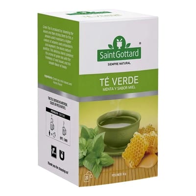 TE VERDE CON MENTA SABOR MIEL 20 SAQUITOS X 1.8G SAINT GOTTARD