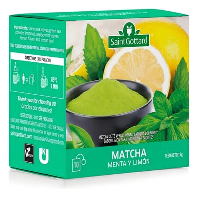 MATCHA, MENTA Y LIMON 10 SAQUITOS X 1.8G SAINT GOTTARD