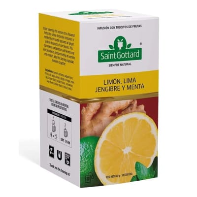 LIMON, LIMA, JENGIBRE Y MENTA 20 SAQUITOS X 2G SAINT GOTTARD