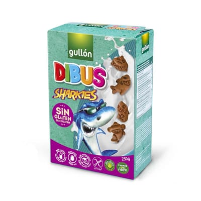 GALLETITAS GULLON DIBUS SHARKIES SIN GLUTEN X 250 GRS (B/12)