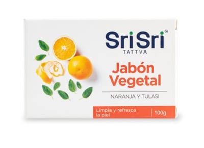 JABON AYURVEDICO VEGETAL NARANJA Y TULASI SRI SRI