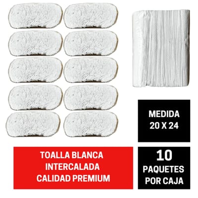 TOALLA PAPEL INTERCALADA CAJA 20*24 BLANCA PREMIUM