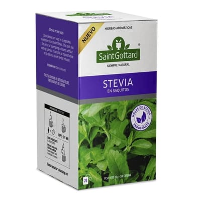 STEVIA ENDULZANTE NATURAL 20 SAQUITOS X 1 G SAINT GOTTARD