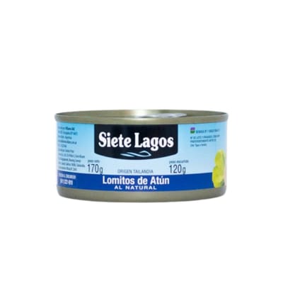 LOMITOS DE ATUN SIETE LAGOS AL NATURAL X 170 G