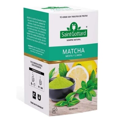 MATCHA, MENTA Y LIMON 20 SAQUITOS X 2G SAINT GOTTARD