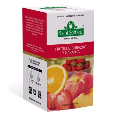 FRUTILLA, DURAZNO Y NARANJA 20 SAQUITOS X 2G SAINT GOTTARD