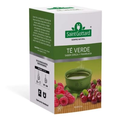 TE VERDE SABOR CEREZA Y FRAMBUESA 20 SAQUITOS X 1.8G SAINT GOTTARD