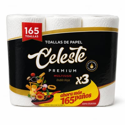 ROLLO DE COCINA DOBLE HOJA CELESTE X 3U 165 PAÑOS 4001