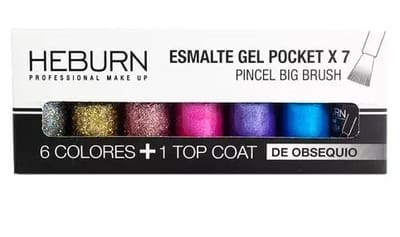 HEBURN SET X7 ESMALTE GEL POCKET COLOR UÑAS MANICURIA TONO 05