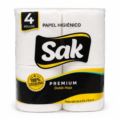 PAPEL HIGIENICO DOBLE HOJA 4 ROLLOS 30M SAK