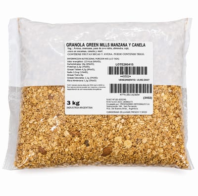 GRANOLA MANZANA Y CANELA GREEN MILLS CON FRUTOS SECOS 3KG