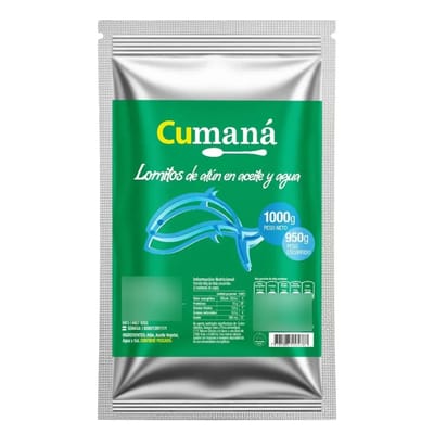 LOMITOS DE ATUN EN ACEITE Y AGUA 1000G POUCH CUMANA