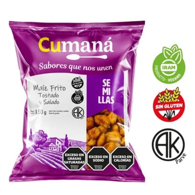 MAIZ FRITO TOSTADO Y SALADO FLOWPACK CUMANA X150 GRS