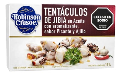 TENTACULOS DE JIBIA EN ACEITE SABOR PICANTE Y AJILLO X111G ROBINSON CRUSOE