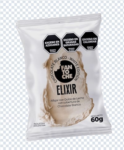 CAJA ALFAJOR ELIXIR CHOCOLATE BLANCO 6 UNI X 60 GRS FANTOCHE